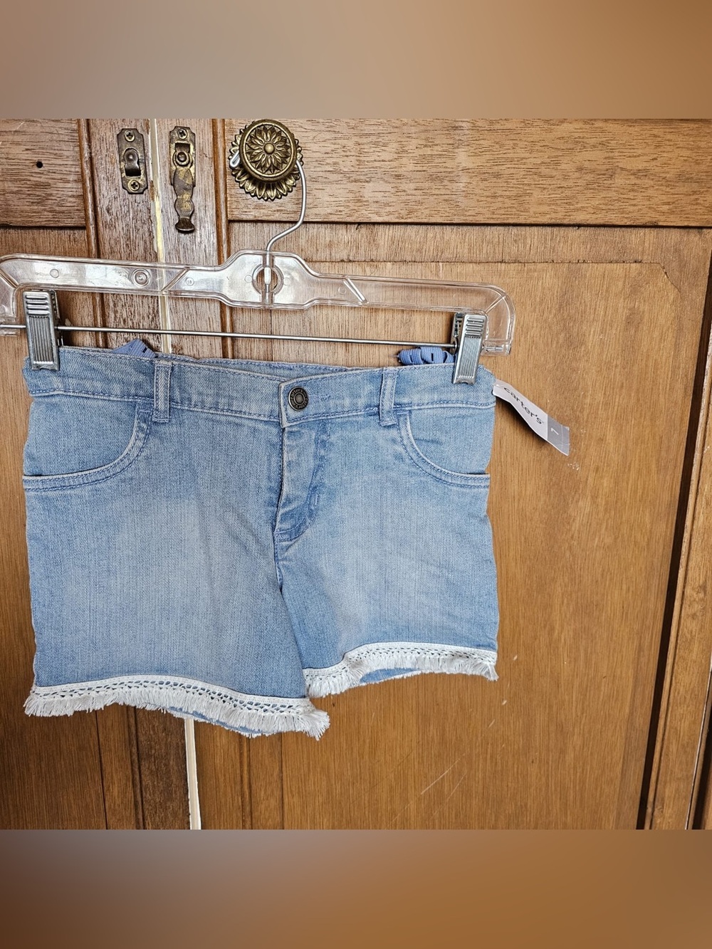 Carter's Light Blue Denim Crochet-Hem Shorts